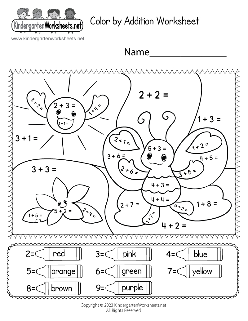 Coloraddition Worksheet - Free Printable, Digital, & Pdf pertaining to Free Printable Addition Worksheets For Kindergarten