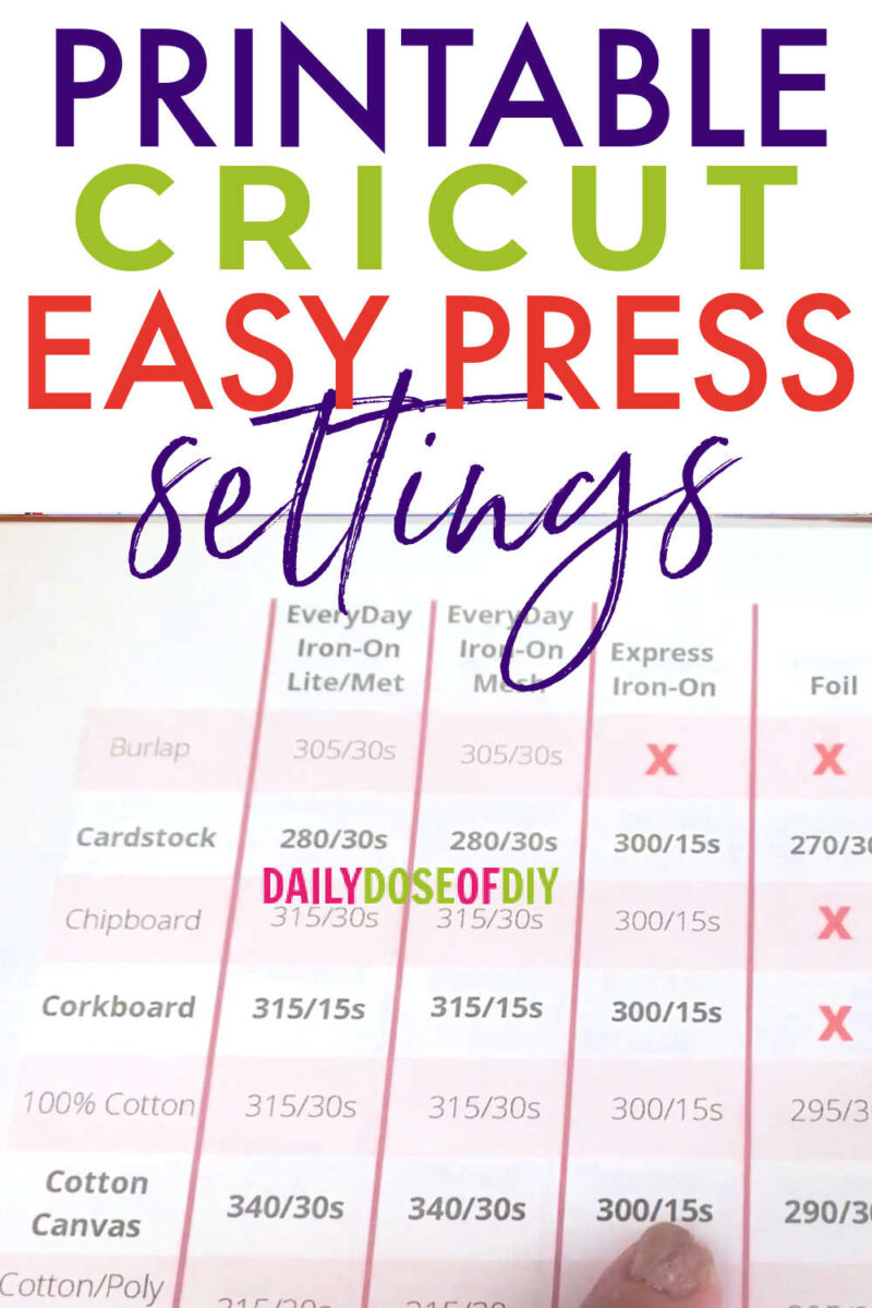 Cricut Heat Guide - Printable Easy Press Settings - Daily Dose Of Diy within Cricut Heat Press Guide Printable