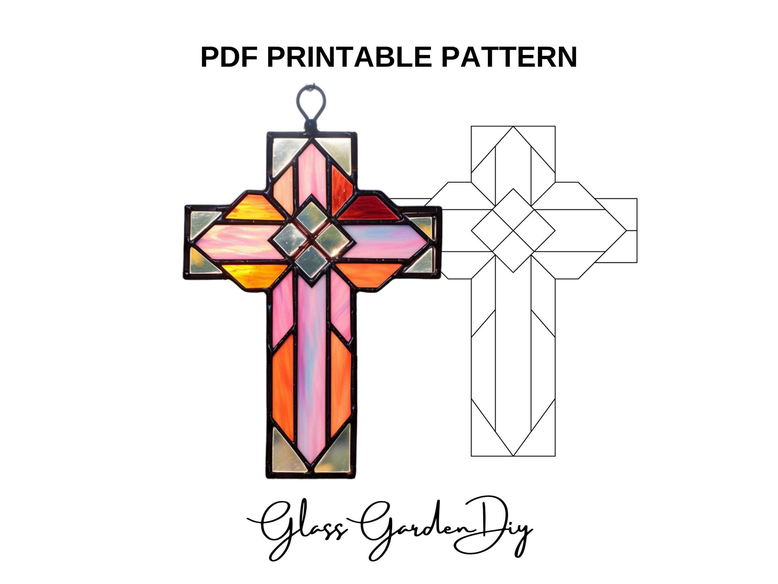 Cross Christian Symbol Ornament Stained Glass Pattern Pdf Png for Free Printable Stained Glass Cross Patterns