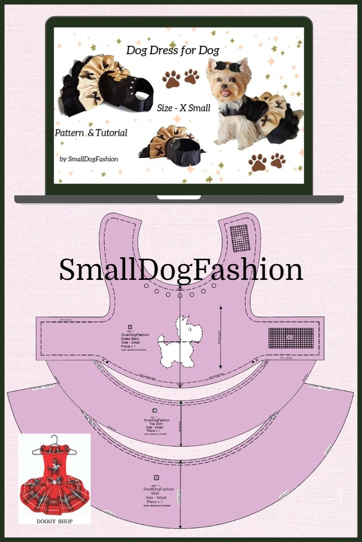 Cute Dog Dress With Dog Applique Pdf Sewing Pattern For X Small in Printable Dog Dress Pattern