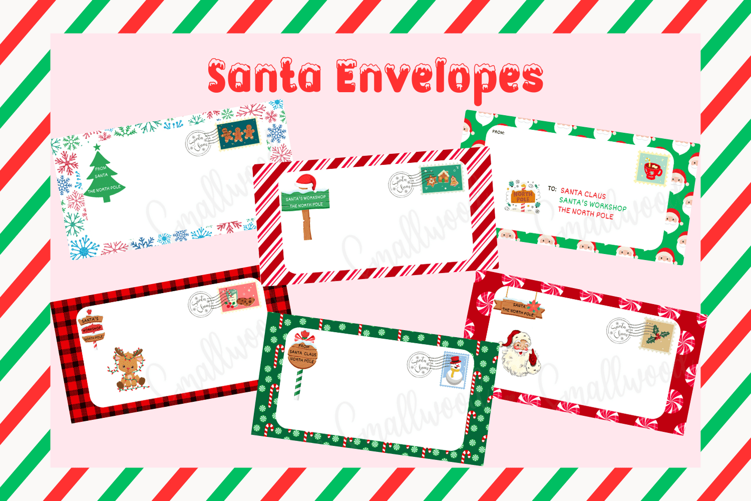Cute Santa Envelopes (Free Printable) - Cassie Smallwood for Free Santa Claus Envelope Printable