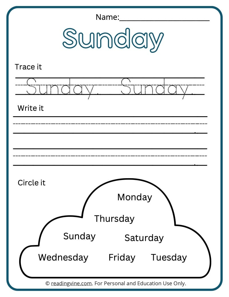 Days Of The Week Worksheets | Free Printable Activities pertaining to Printable Days Of The Week Worksheets
