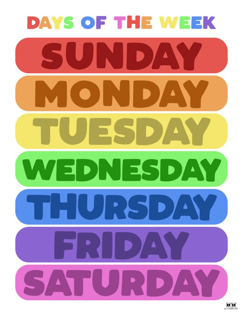 Days Of The Week Worksheets & Printables - 50 Free Pages | Printabulls intended for Days Of The Week Free Printables