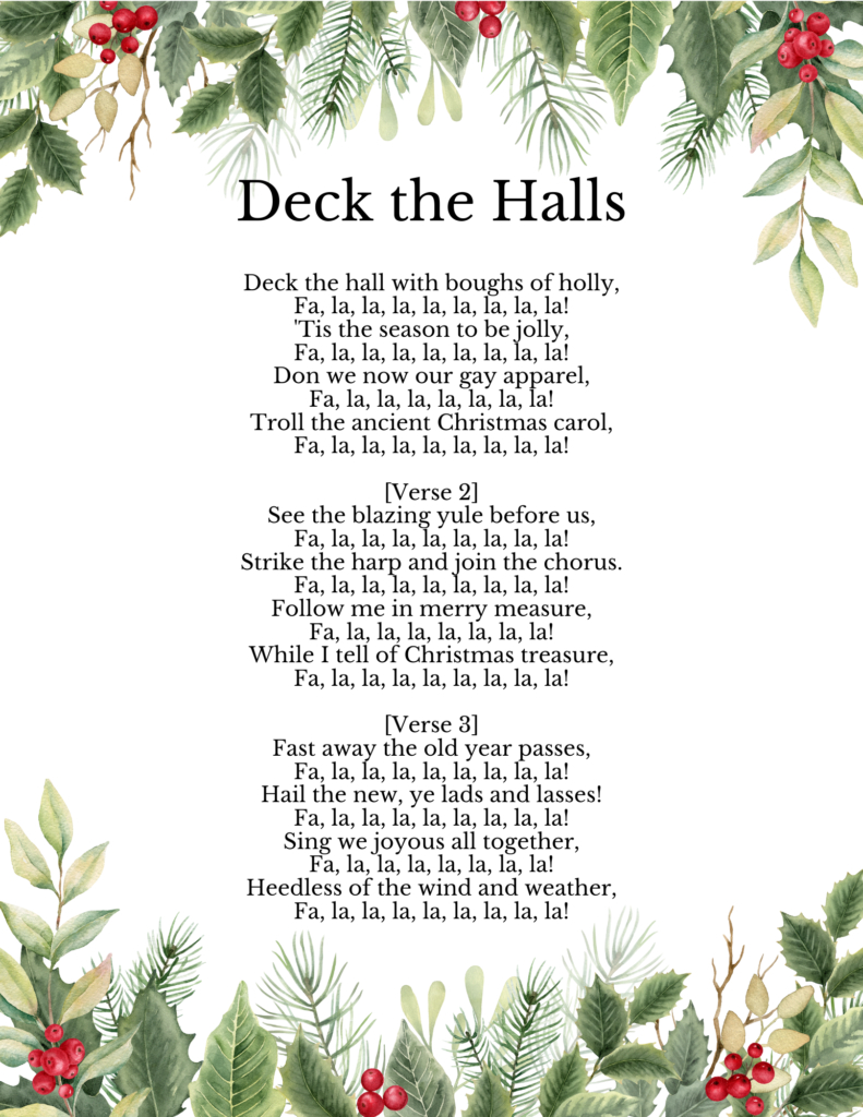 Deck The Halls”: Easy Piano Sheet Music And Lyrics Download with regard to Deck The Halls Printable Lyrics