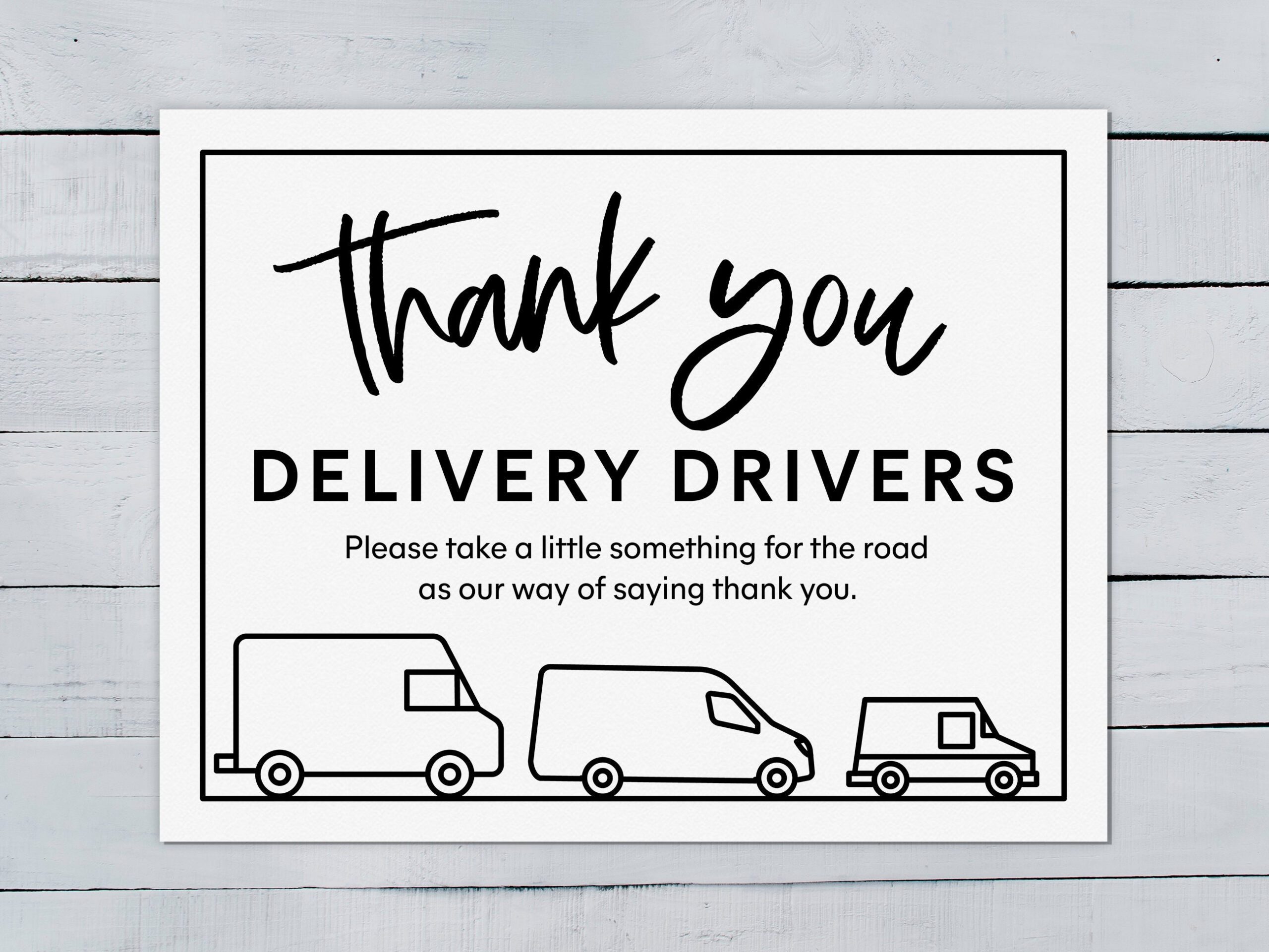 Delivery Driver Thank You Appreciation Snack Sign Printable | 8.5X11" | For Usps, Fedex, Ups, Amazon Prime Drivers for Printable Delivery Driver Snack Sign