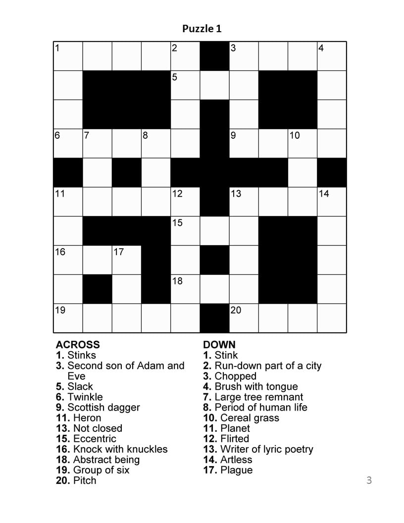 Digital Download 100 Printable Crossword Puzzles For Adults, Fun with regard to Easy Large Print Crossword Puzzles Printable
