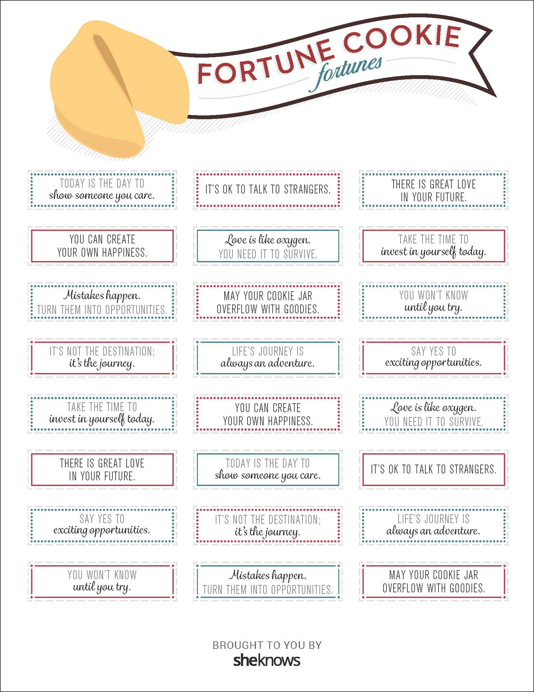 Discover 16 Fortune Cookie Messages And Funny Fortune Cookies with Fortunes For Fortune Cookies Printable