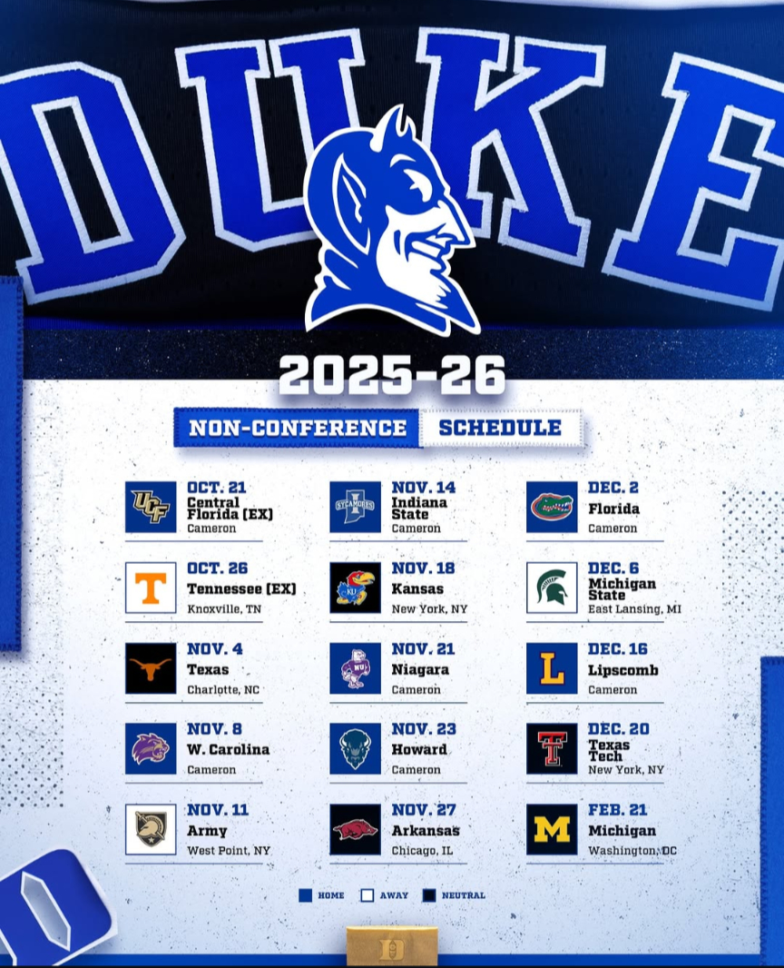 Duke Announces Full Non-Confrrence Schedule For 2025-26 Season : R throughout Printable Duke Men's Basketball Schedule