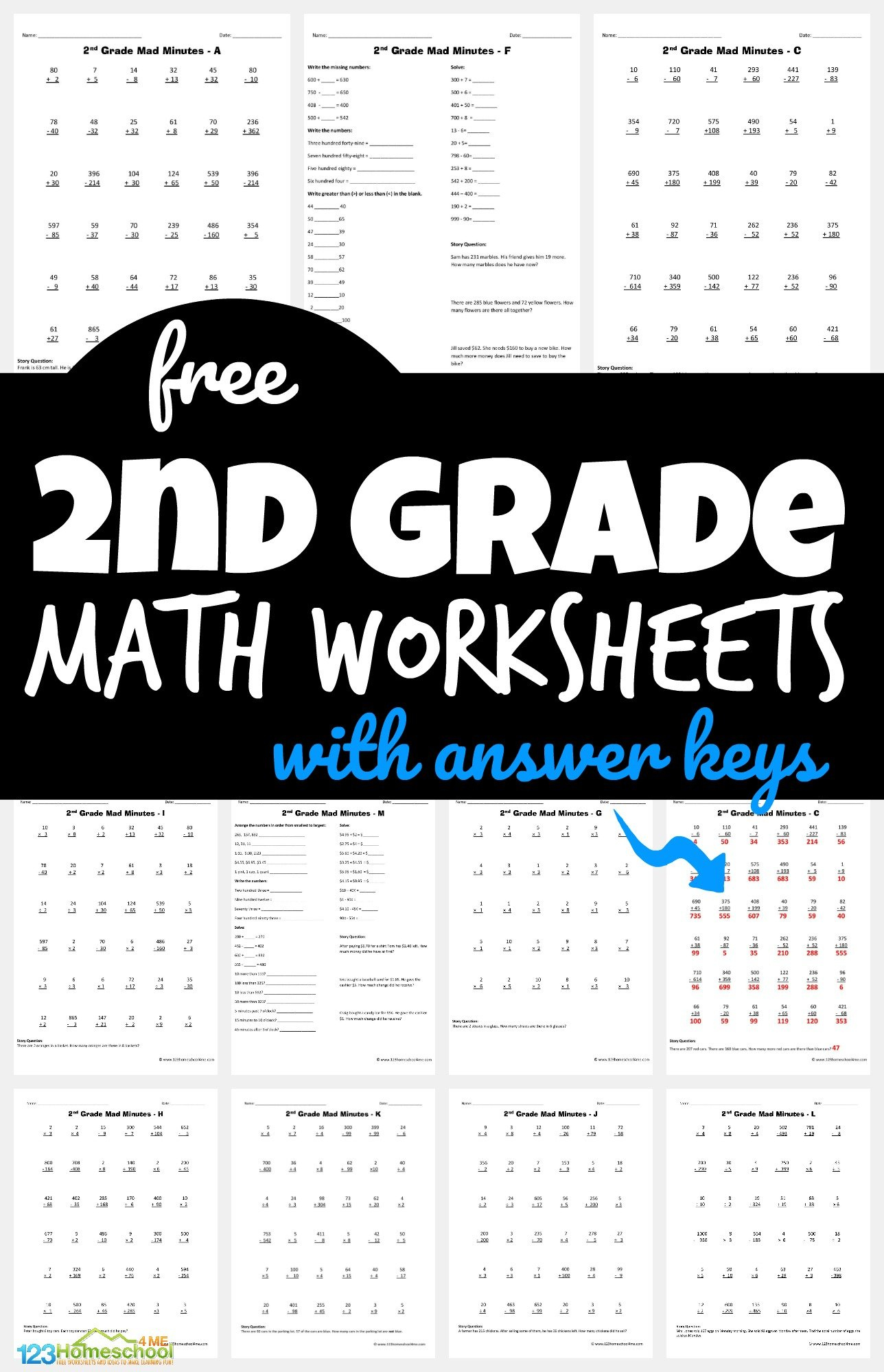 ✏️ Free Printable 2Nd Grade Math Minutes Worksheets Pdf with 2nd Grade Free Printable Worksheets
