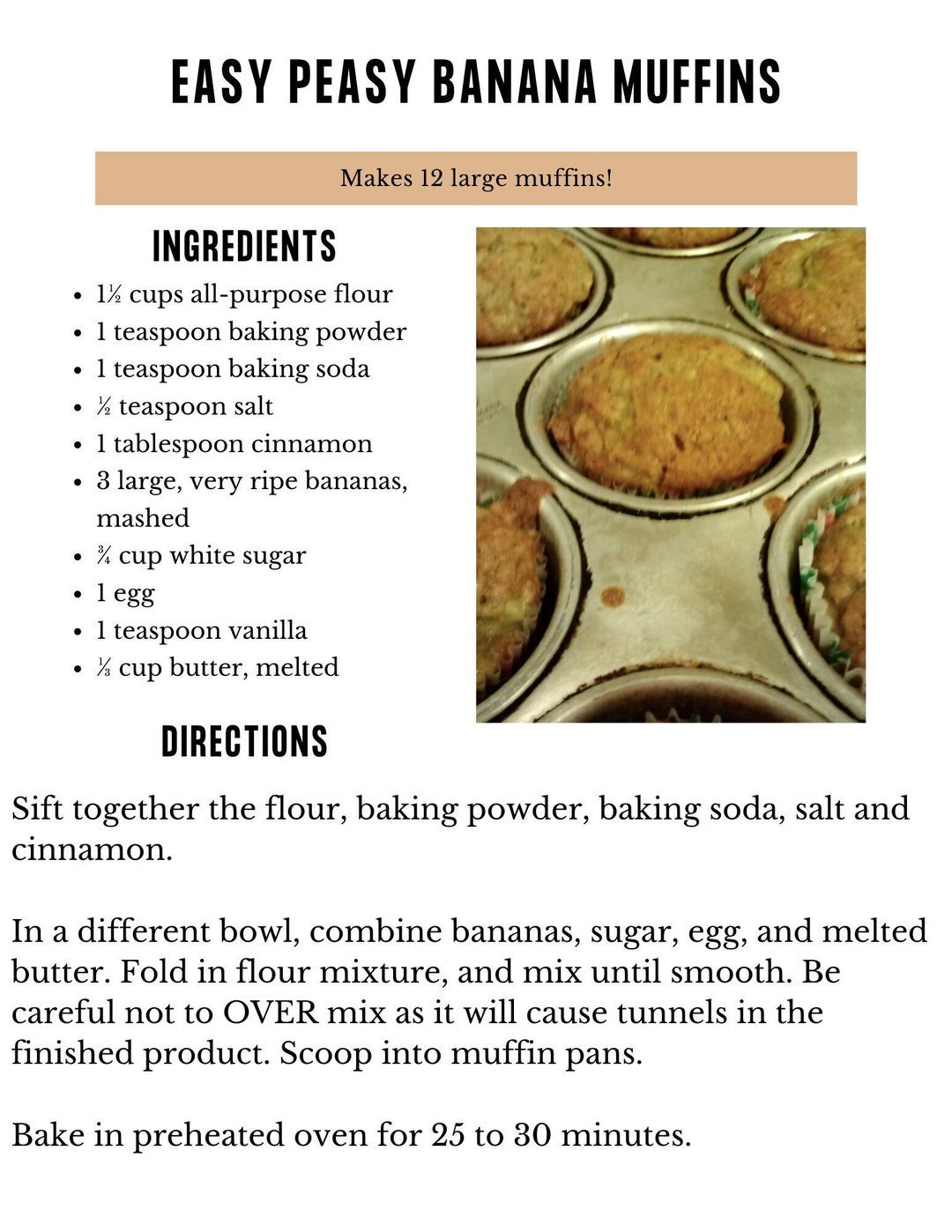 Easy Peasy Banana Muffins - Worksheets Library inside Printable Step By Step Muffin Recipe