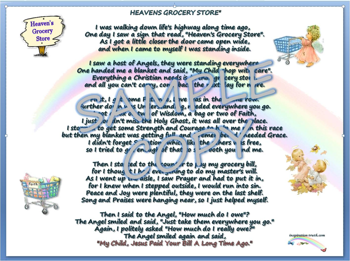 Elaine15 within Heaven's Grocery Store Poem Printable