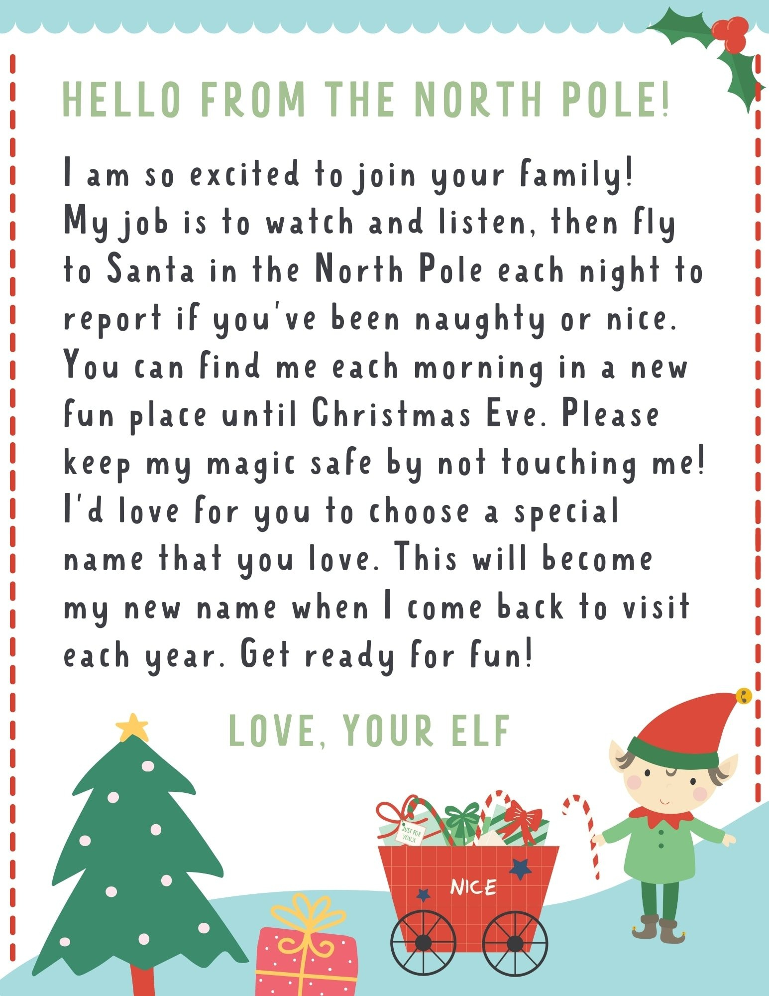 Elf On The Shelf Letter {4 Free Printables!} - Make Life Lovely in Elf on the Shelf Letter Printable Free