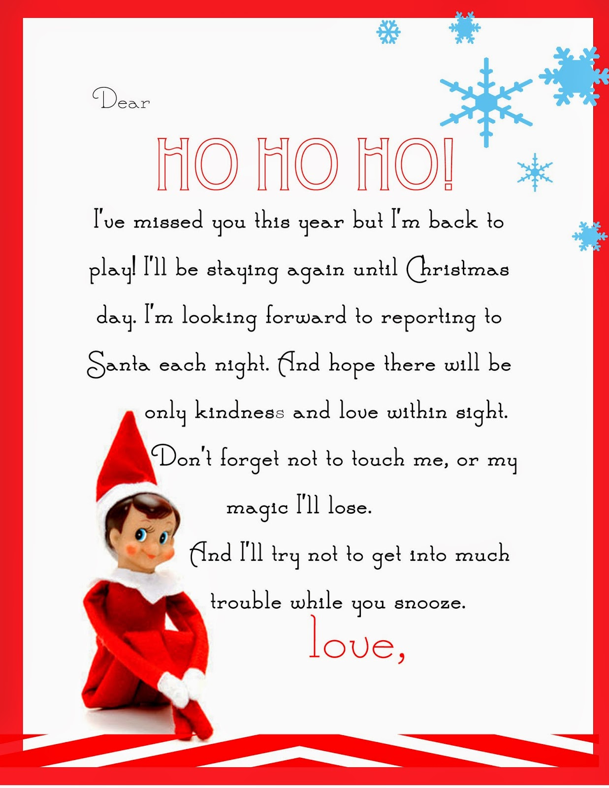 Elf On The Shelf Letter {Free Printable} inside Printable Notes From Elf On The Shelf