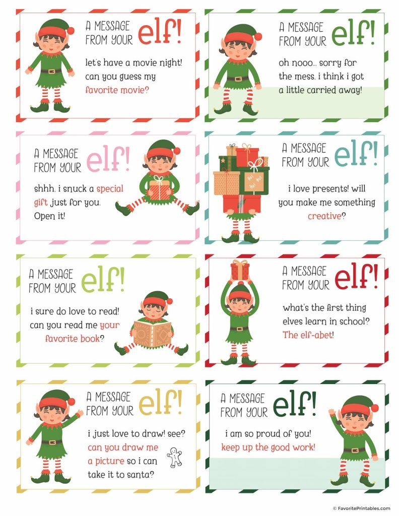 Elf On The Shelf Notes And Jokes, Free Printable Set Of 24 Cards pertaining to Elf on a Shelf Free Printables