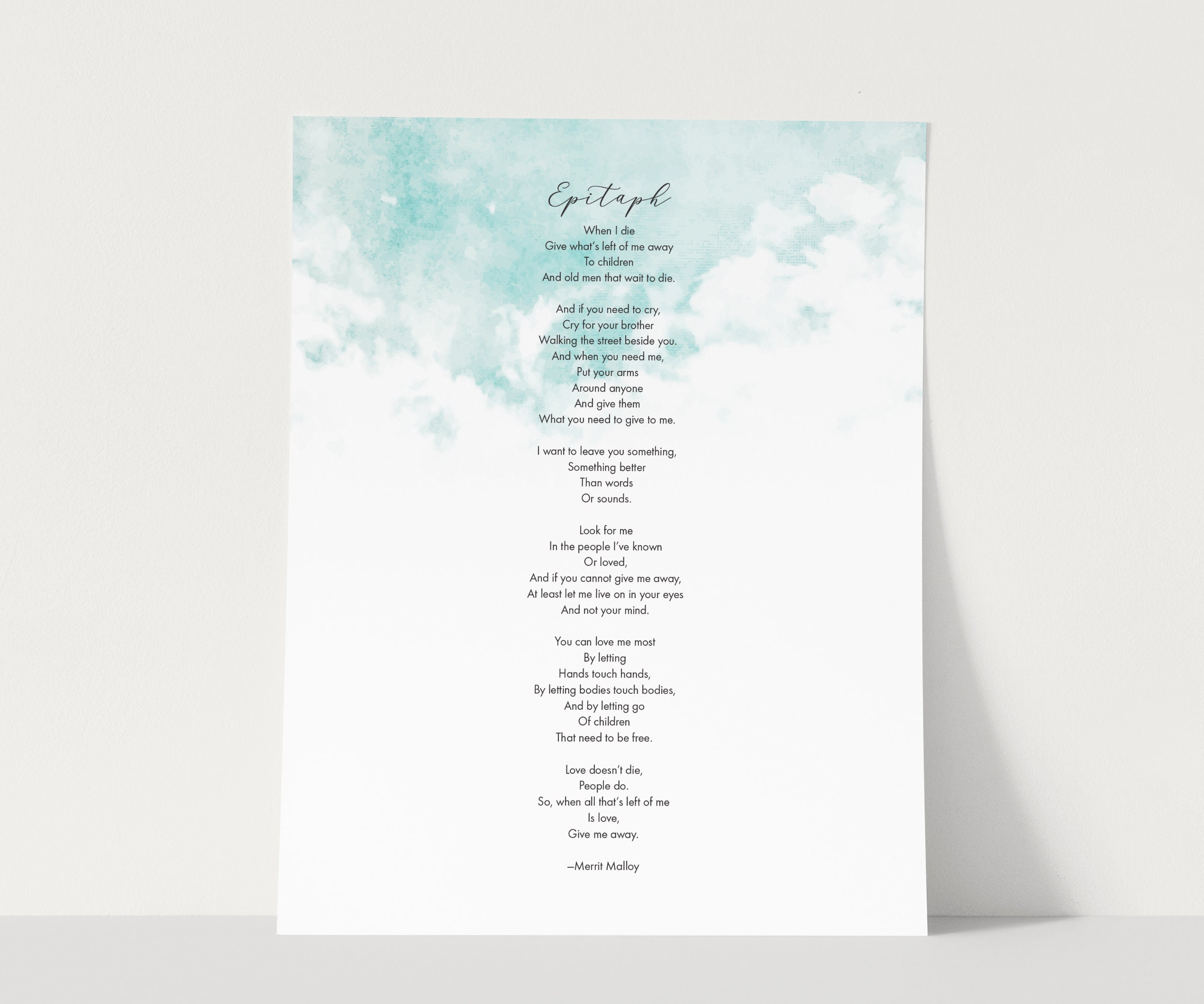 Epitaphmerrit Malloy, Ncis Poem, Memorial Poem, Grief Poem for Merrit Malloy Poem Ncis Printable