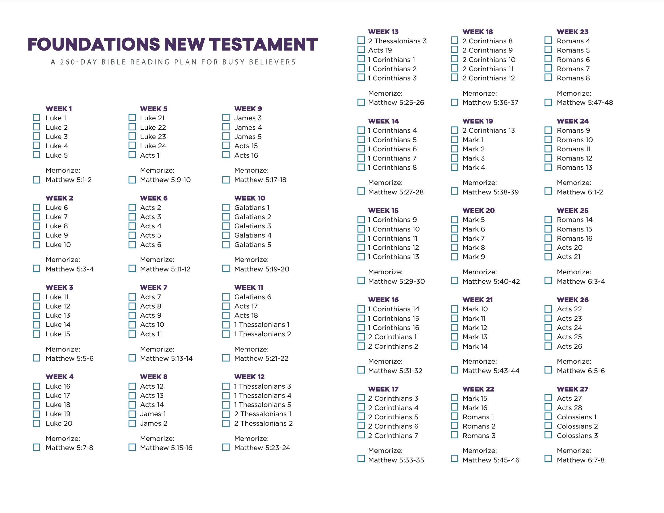 F-260 New Testament — Lifepoint Church inside New Testament Reading Plan Printable