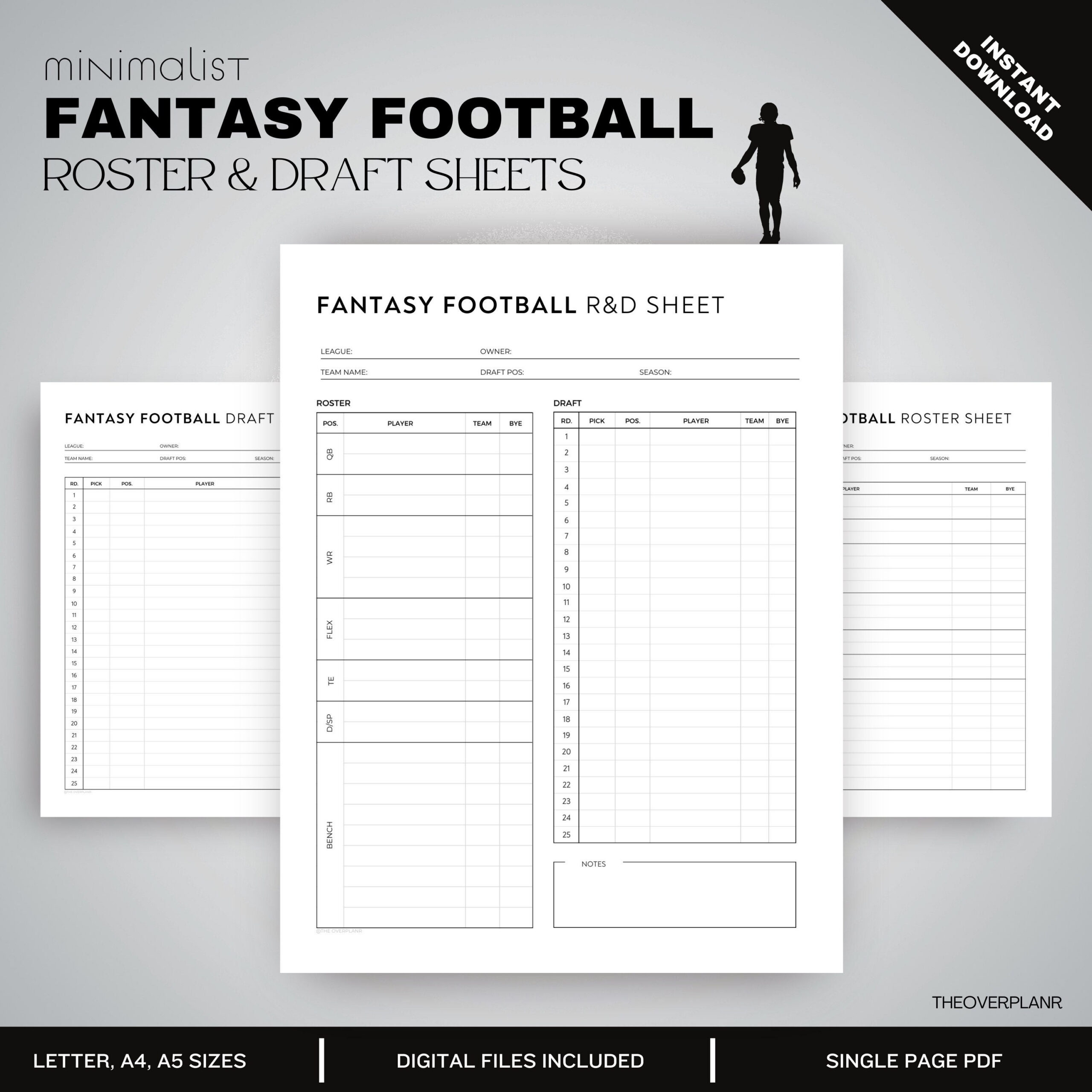 Fantasy Football Draft Kit: Druckbare Spielerübersicht pertaining to Fantasy Football Draft Sheets Printable