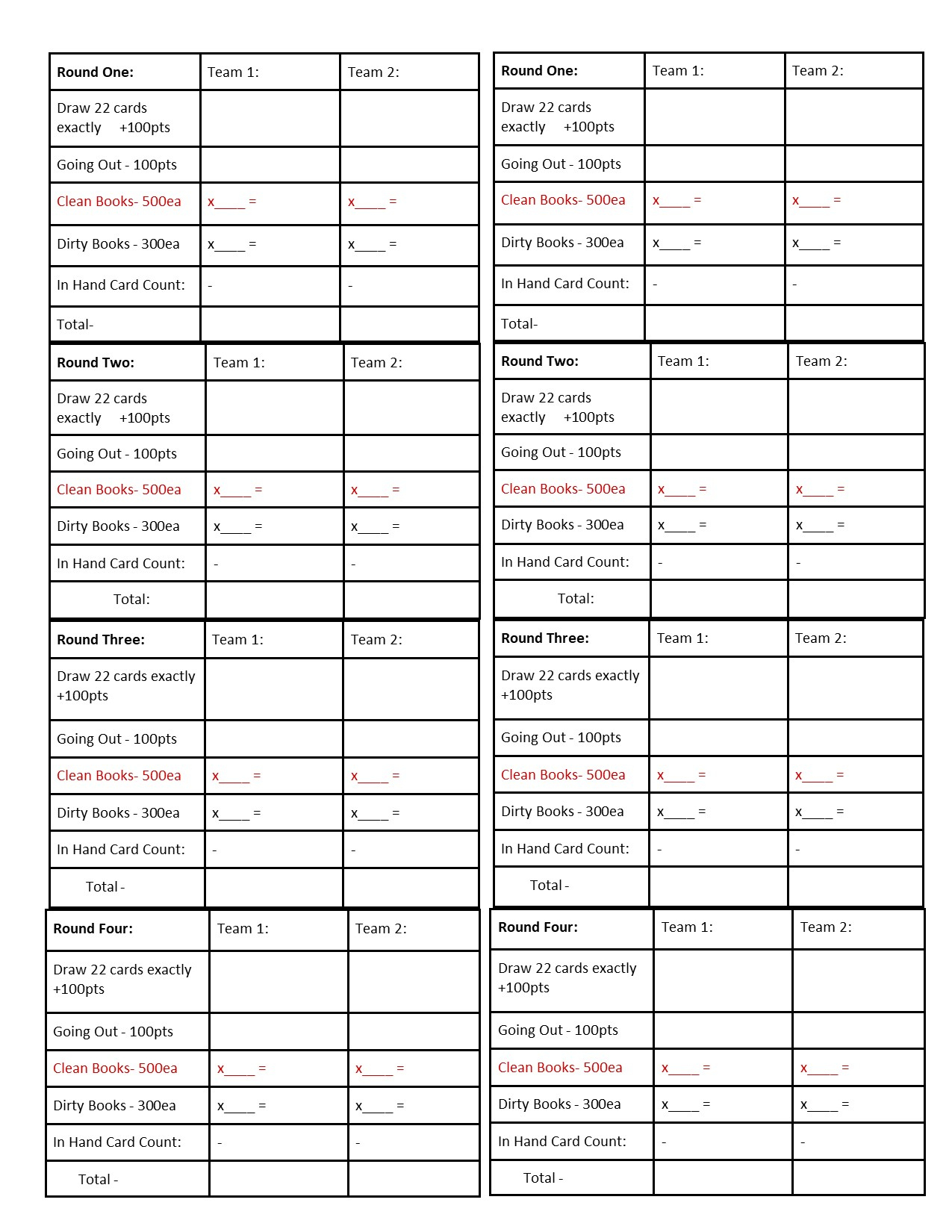 Fields Of Heather: Printable Hand & Foot Rules, Cheat Sheets in Pdf Printable Hand Knee and Foot Card Game Score Sheet