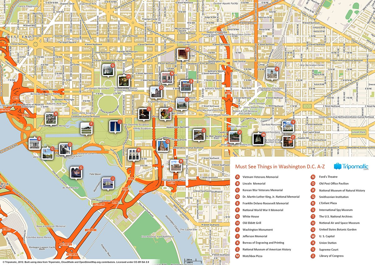 File:washington Dc Printable Tourist Attractions Map intended for Map Of Washington Dc Printable