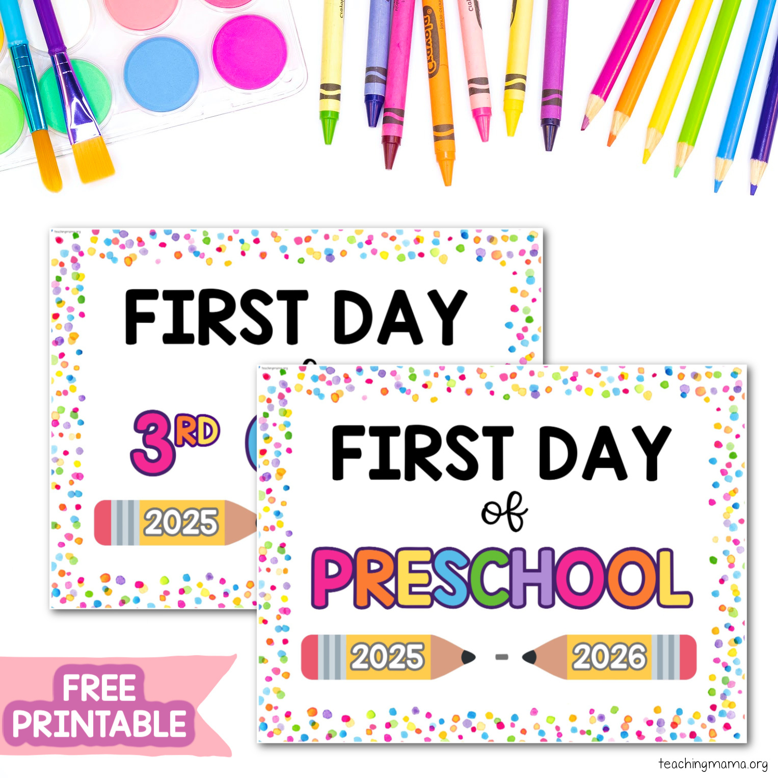 First Day Of School Signs Free Printable - Teaching Mama throughout Free Printable First Day Kindergarten Sign Printable