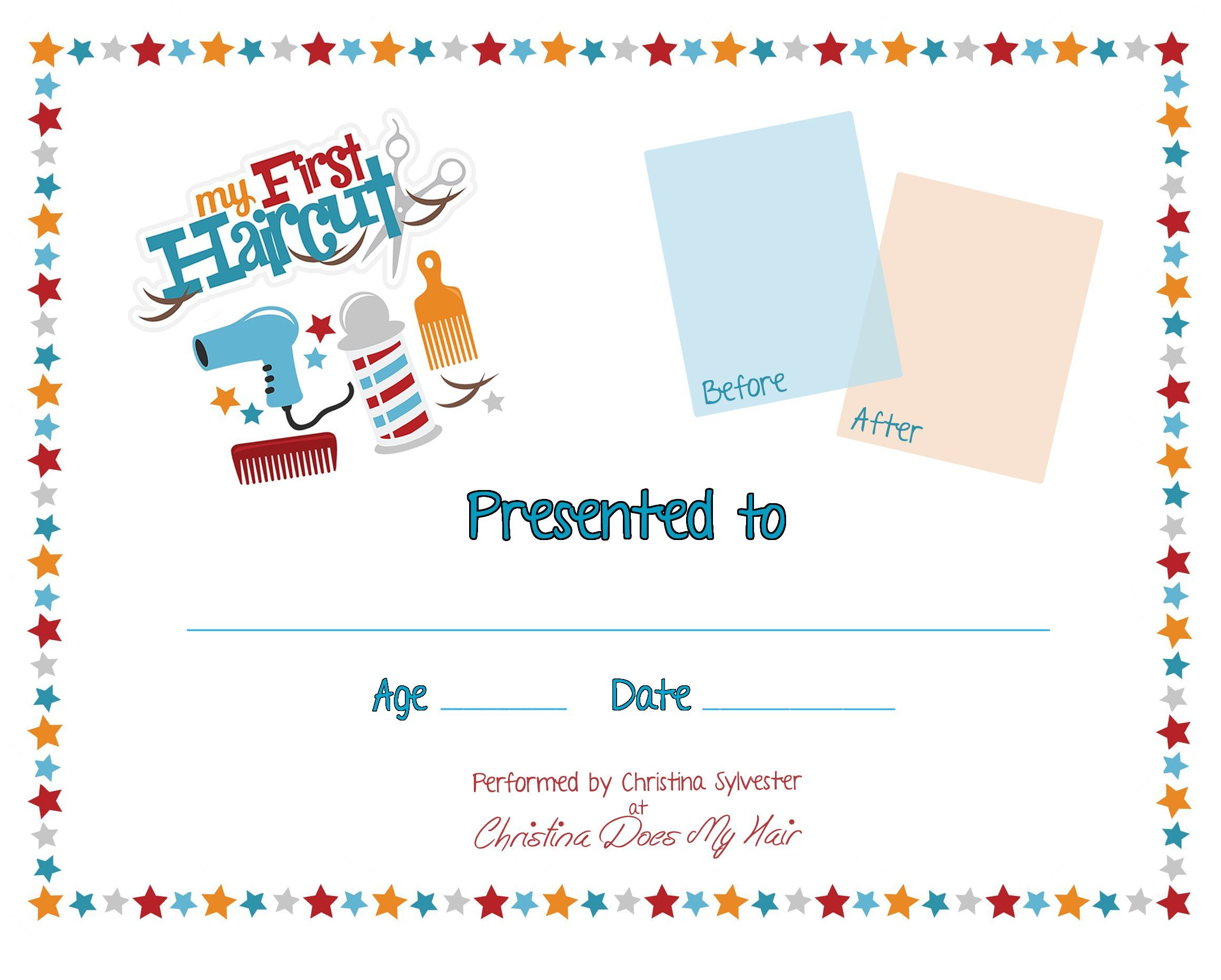 First Haircut Certificate - Free Download - Printable Templates for My First Haircut Certificate Free Printable