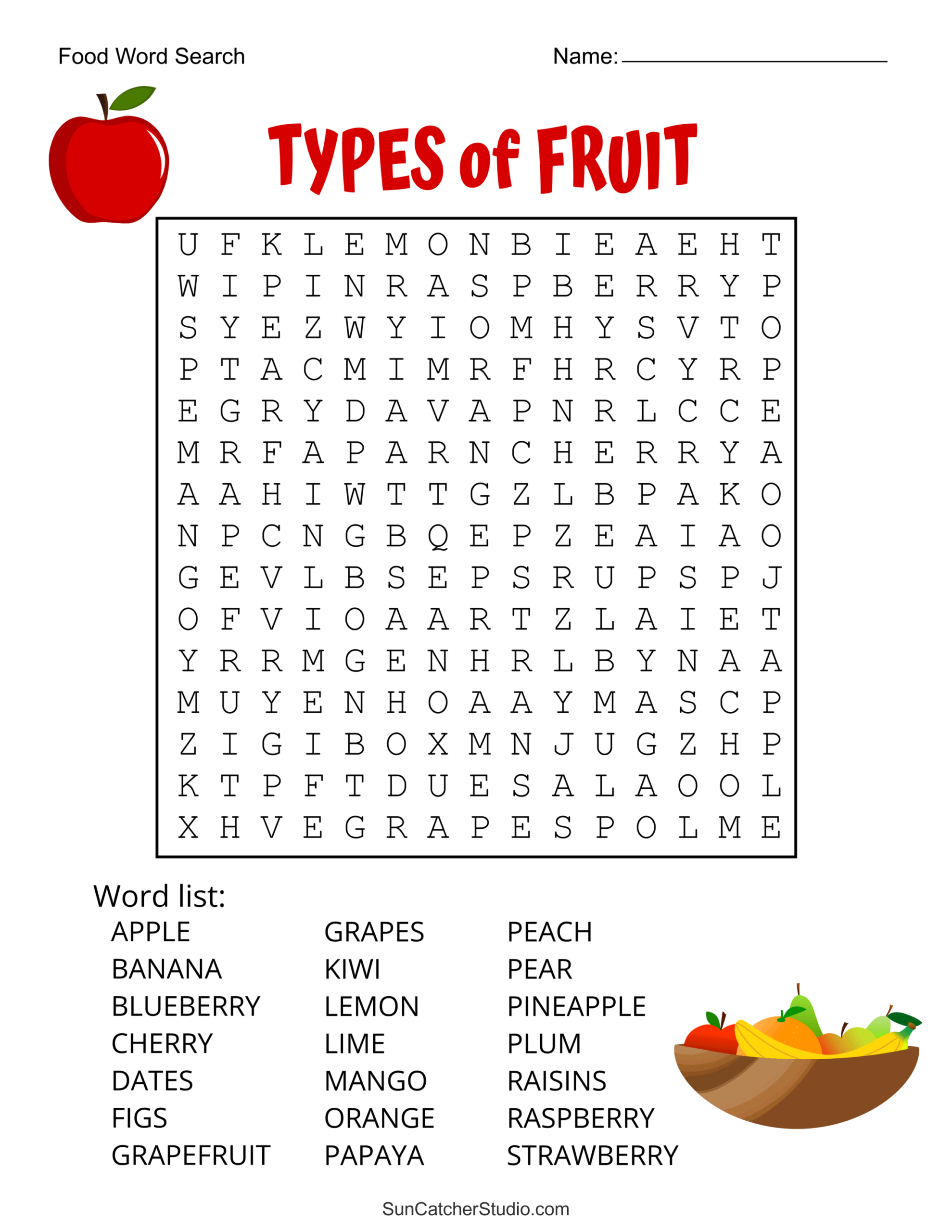 Food Word Search (Free Printable Puzzles) – Free Printables in Free Word Search Printable For Kids
