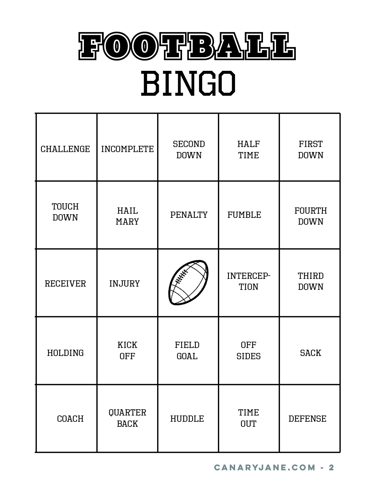 Football Party Free Printable Bingo, Party Decor, And Coloring inside Free Printable Football Bingo Cards