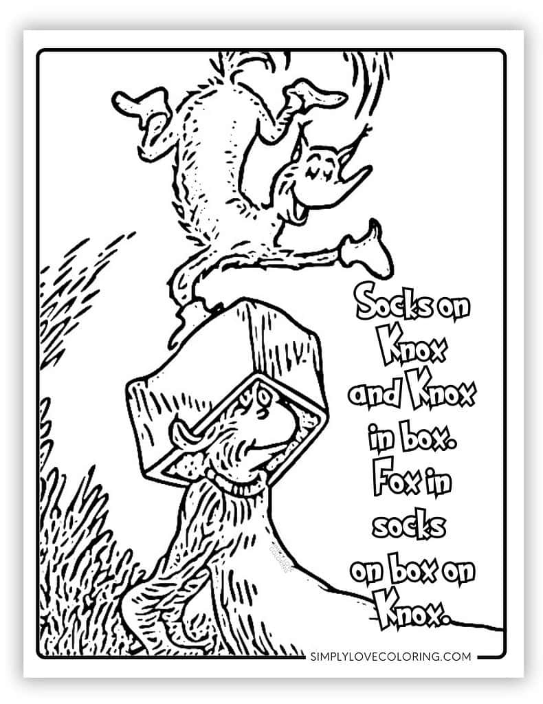 Fox In Sox Coloring Pages (Free Pdf Printables) – Simply Love Coloring with regard to Fox in Socks Printable Book