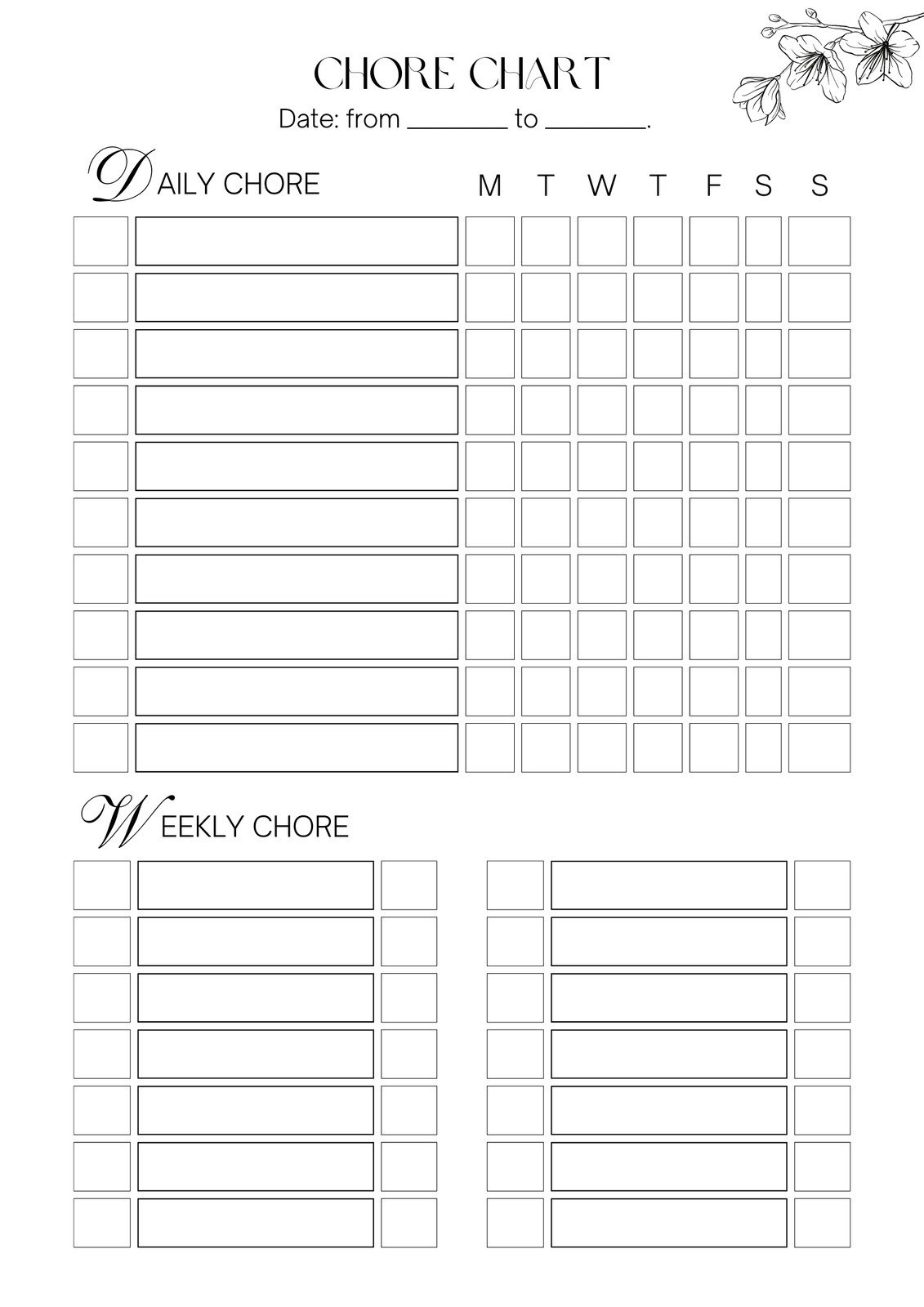 Free And Customizable Chore Templates regarding Free Printable Blank Chore Chart