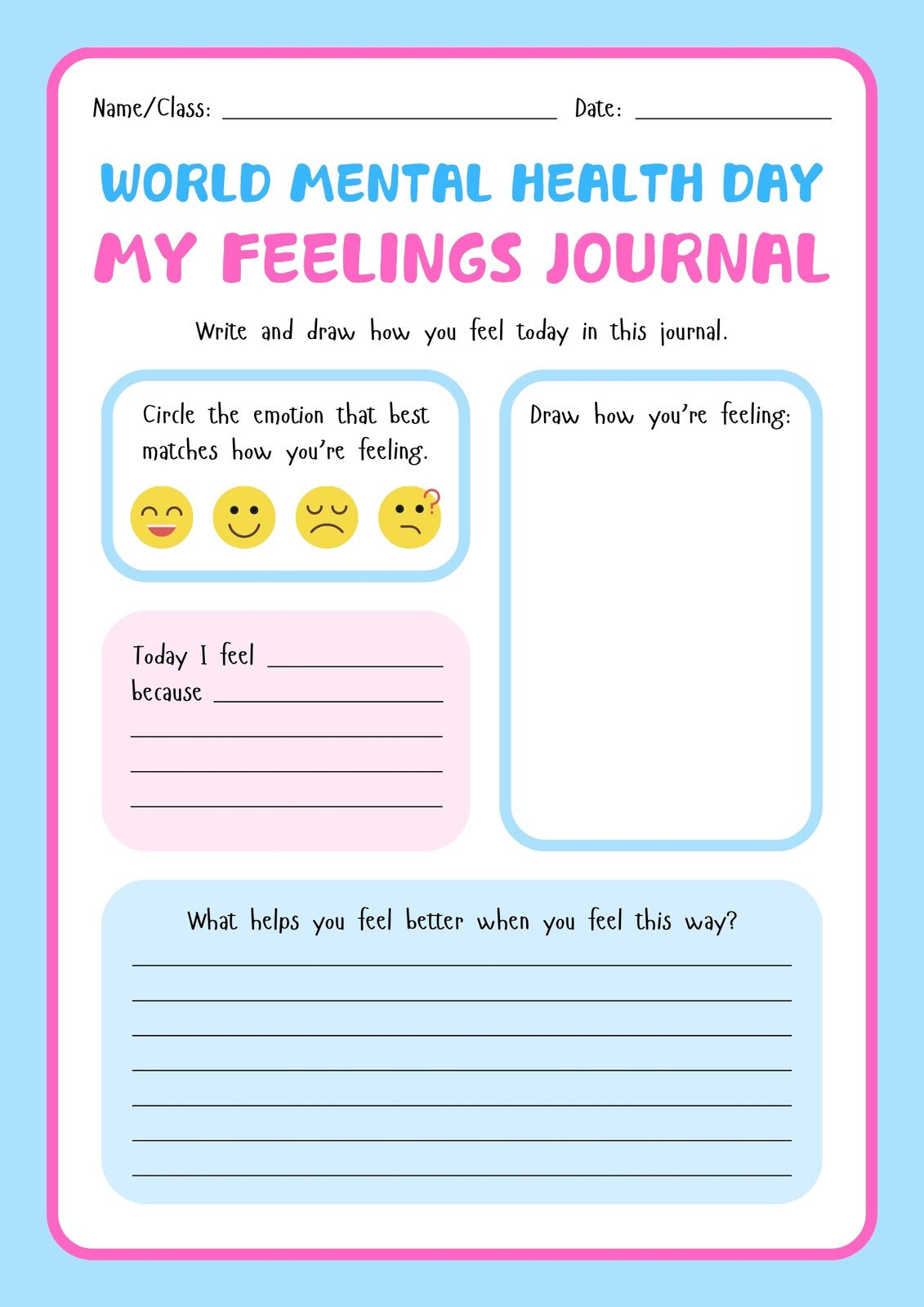 Free And Customizable Mental Health Templates for Free Printable Mental Health Worksheets