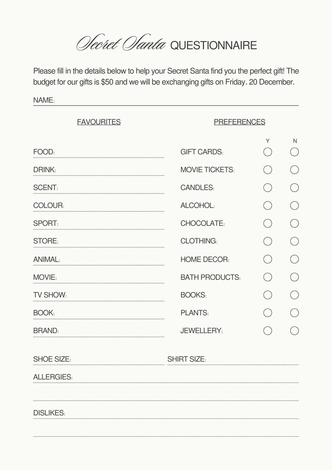 Free And Customizable Secret Santa Templates within Free Printable Secret Santa Questionnaire Form