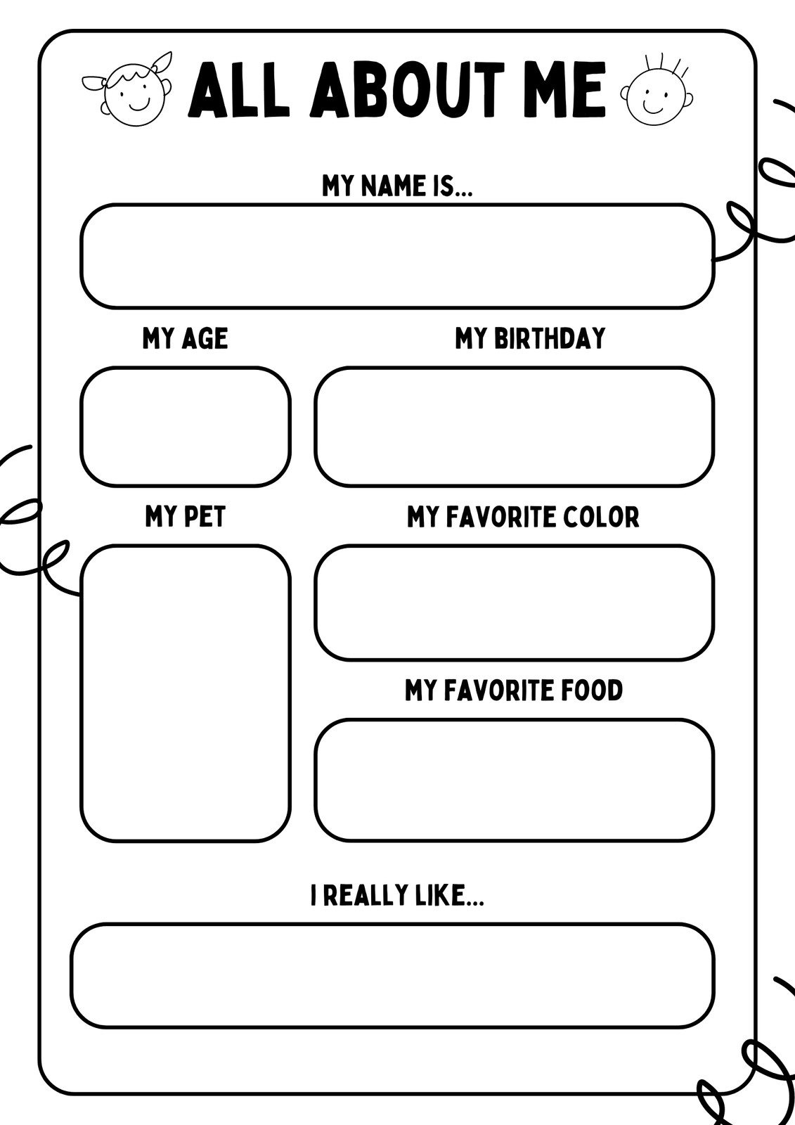 Free And Printable All About Me Worksheet Templates | Canva in All About Me Printable Preschool