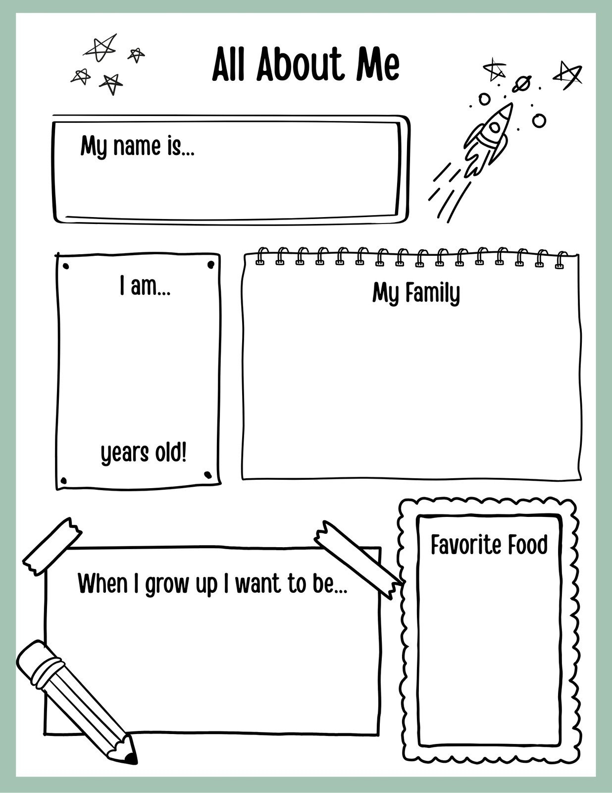 Free And Printable All About Me Worksheet Templates | Canva within Printable My Name Is Worksheets