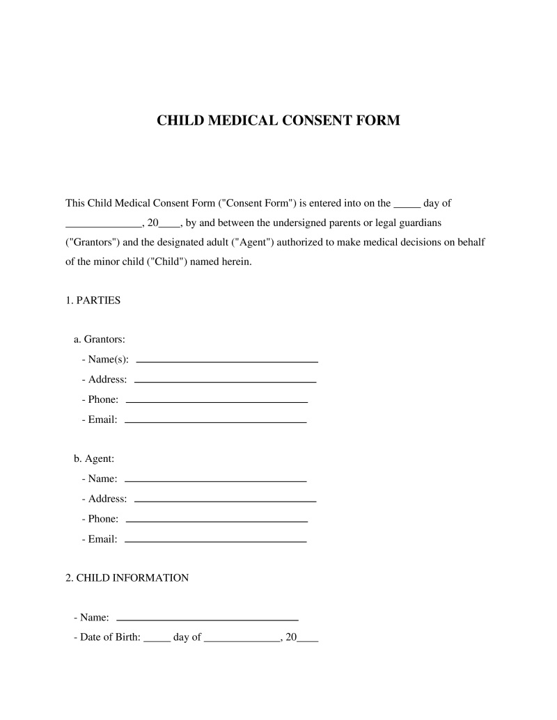 Free Child Medical Consent Form - Legaltemplates for Free Printable Child Medical Consent Form For Grandparents