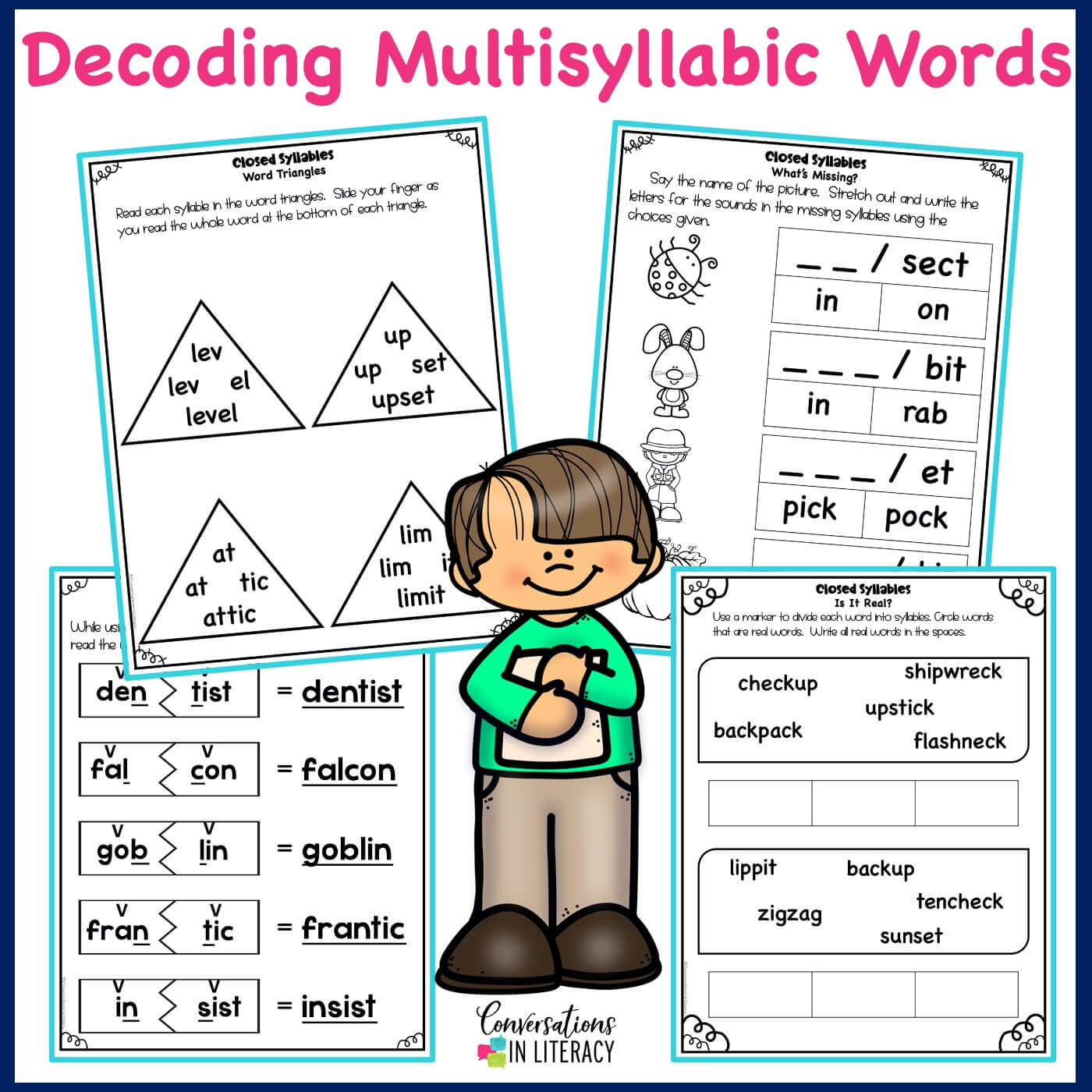 Free Closed Syllables Decoding Multisyllabic Words Activities inside Free Printable Multisyllabic Words Worksheets