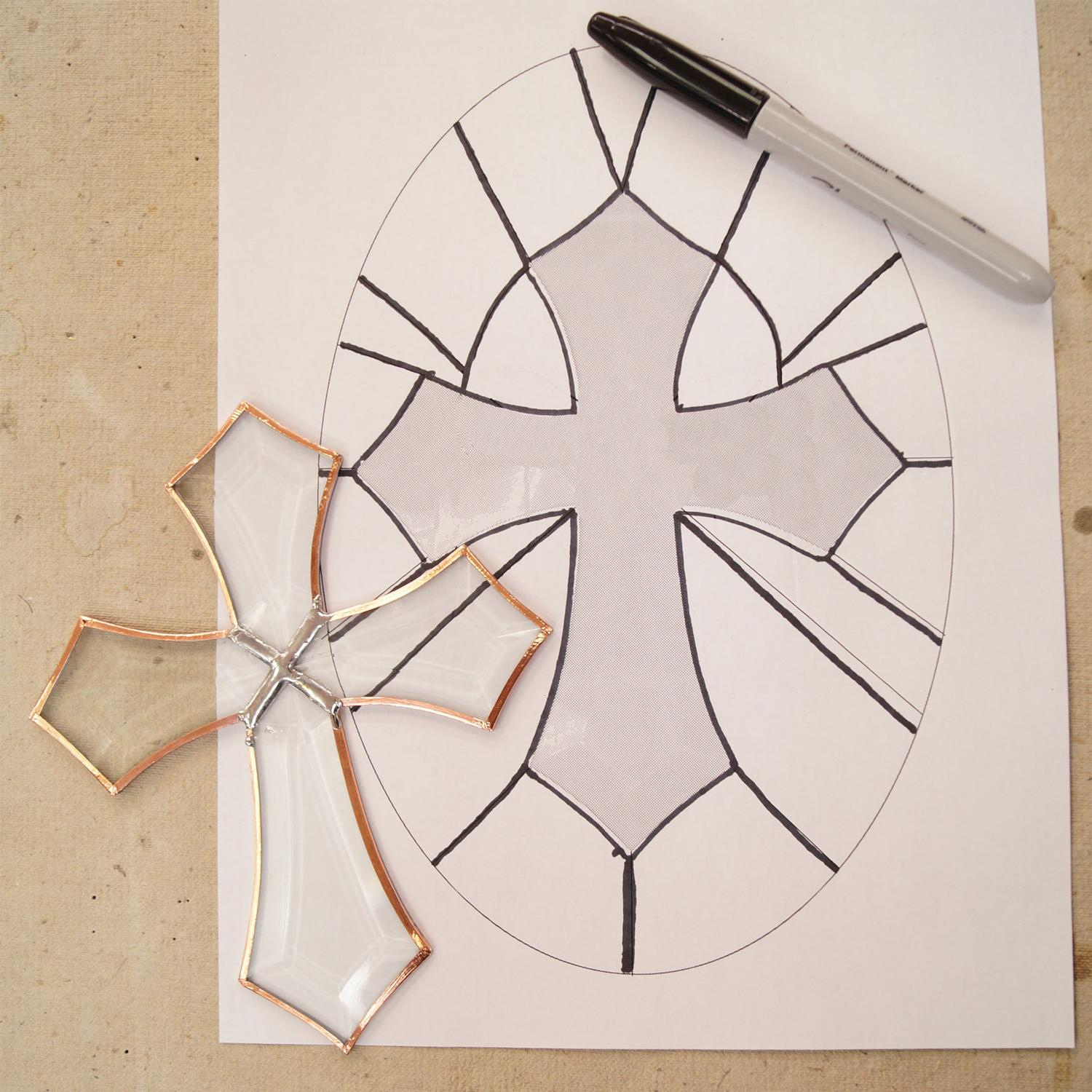 Free Cross Bevel Panel Pattern | Window Delphi Glass throughout Free Printable Stained Glass Cross Patterns