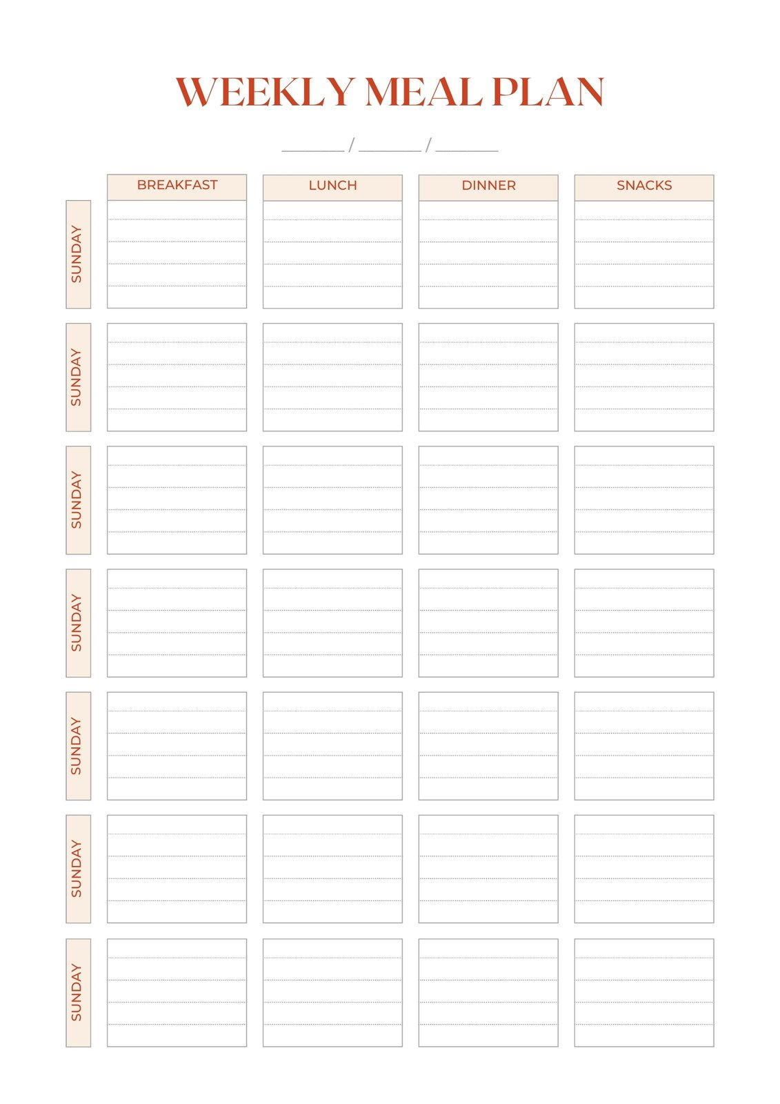 Free, Customizable Meal Planner Menu Templates | Canva throughout 7 Day Weekly Meal Planner Printable