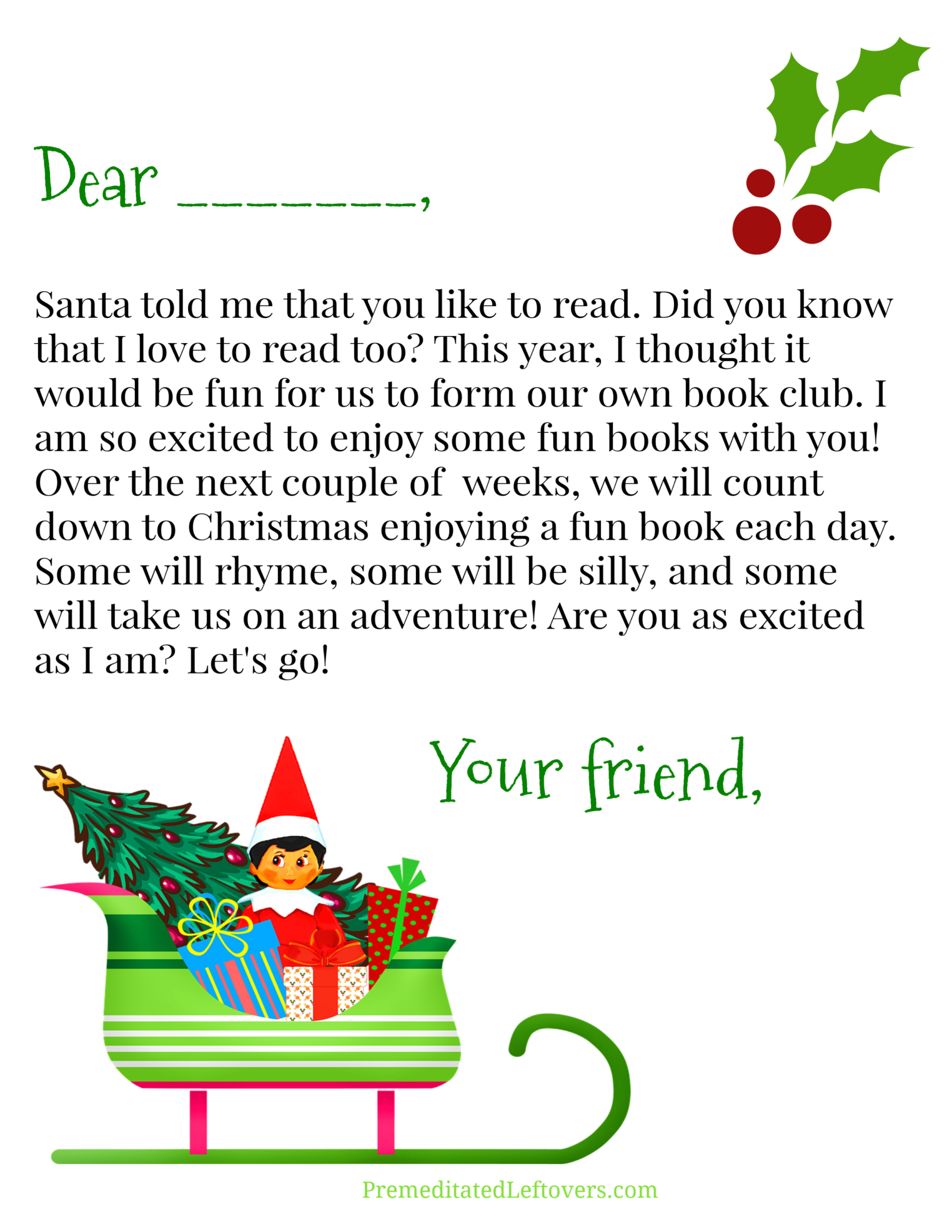 Free Elf On The Shelf Printables - Premeditated Leftovers™ within Elf on the Shelf Letter Printable Free
