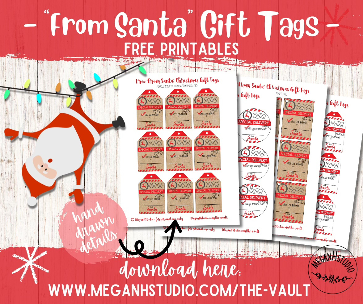 Free &amp;quot;From Santa&amp;quot; Gift Tags Printables - Meganhstudio with regard to Santa Gift Tags Printable Free