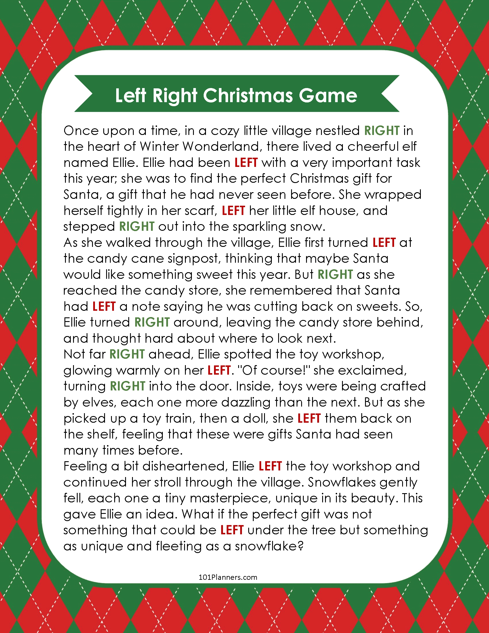 Free Left Right Christmas Game | Ai Personalized Story Creator throughout Left Right Christmas Game Free Printable