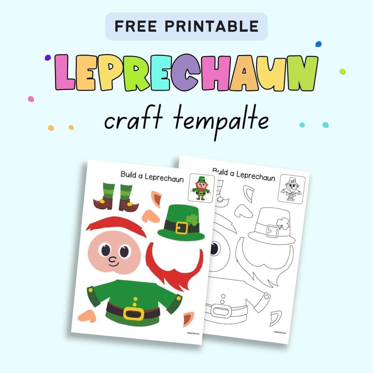 Free Leprechaun Pattern Printable (Leprechaun Craft Printable inside Template Build a Leprechaun Printable