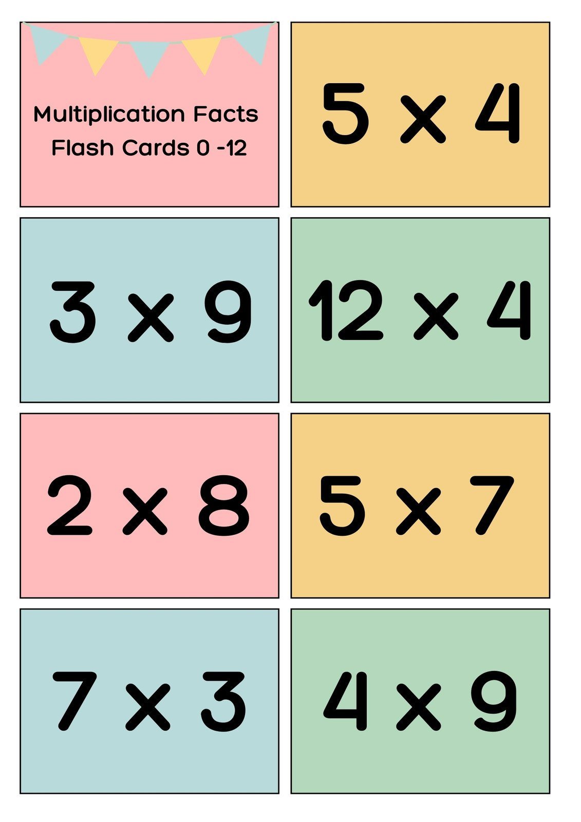 Free Math Flashcard Templates To Edit And Print | Canva for Multiplication Table Flash Cards Printable