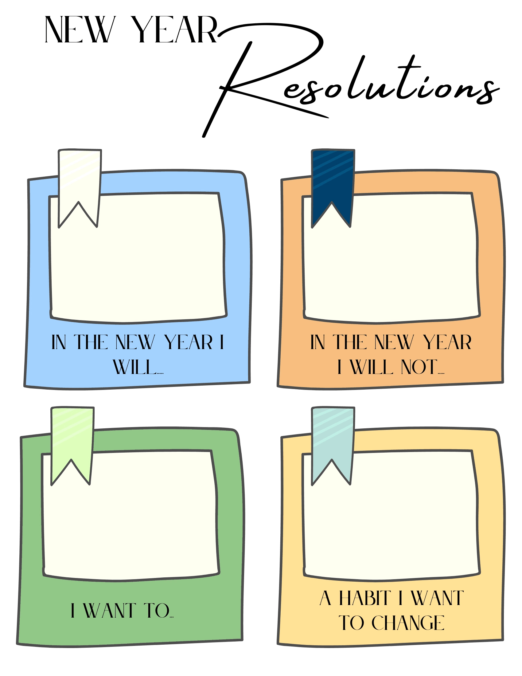 Free New Year'S Resolution Template within New Year's Resolutions Printables