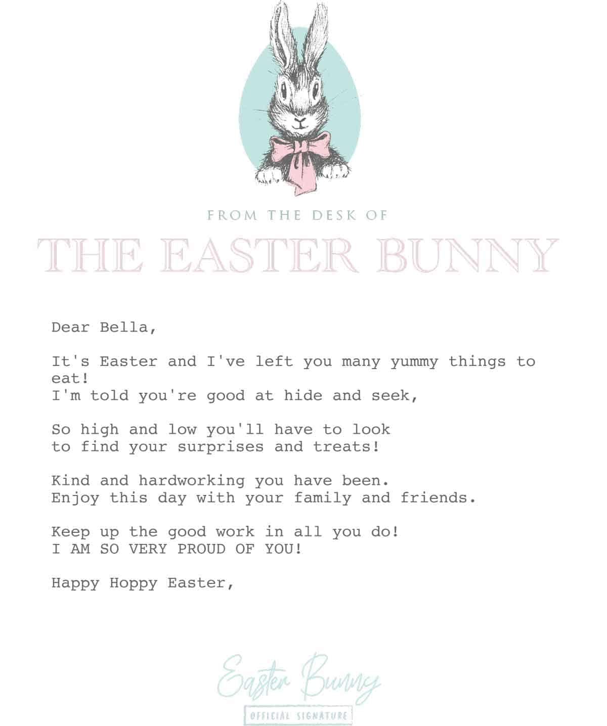 Free Personalized Easter Bunny Letter | Skip To My Lou within Letter From the Easter Bunny Printable