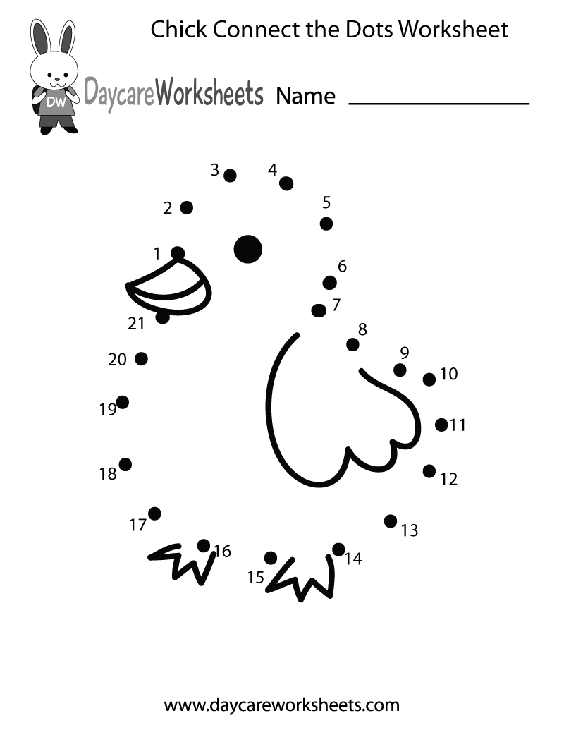 Free Preschool Chick Connect The Dots Worksheet for Easy Dot To Dot Printables