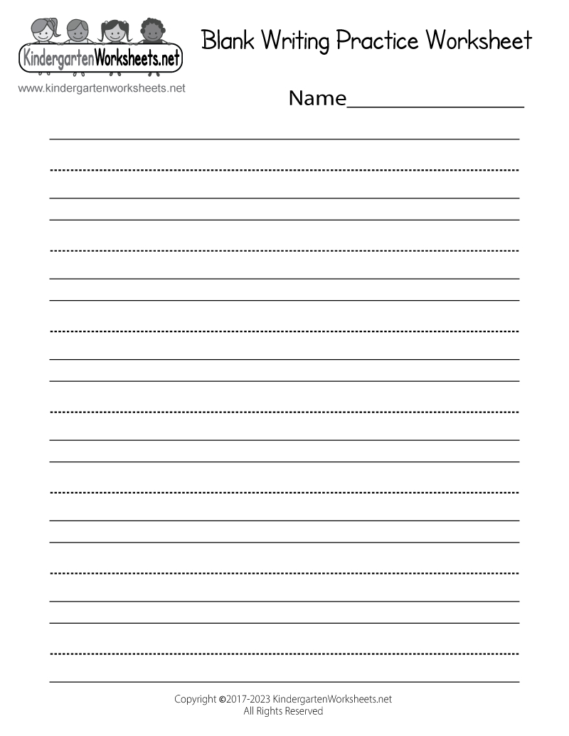 Free Printable Blank Writing Practice Worksheet regarding Printable Kindergarten Writing Paper