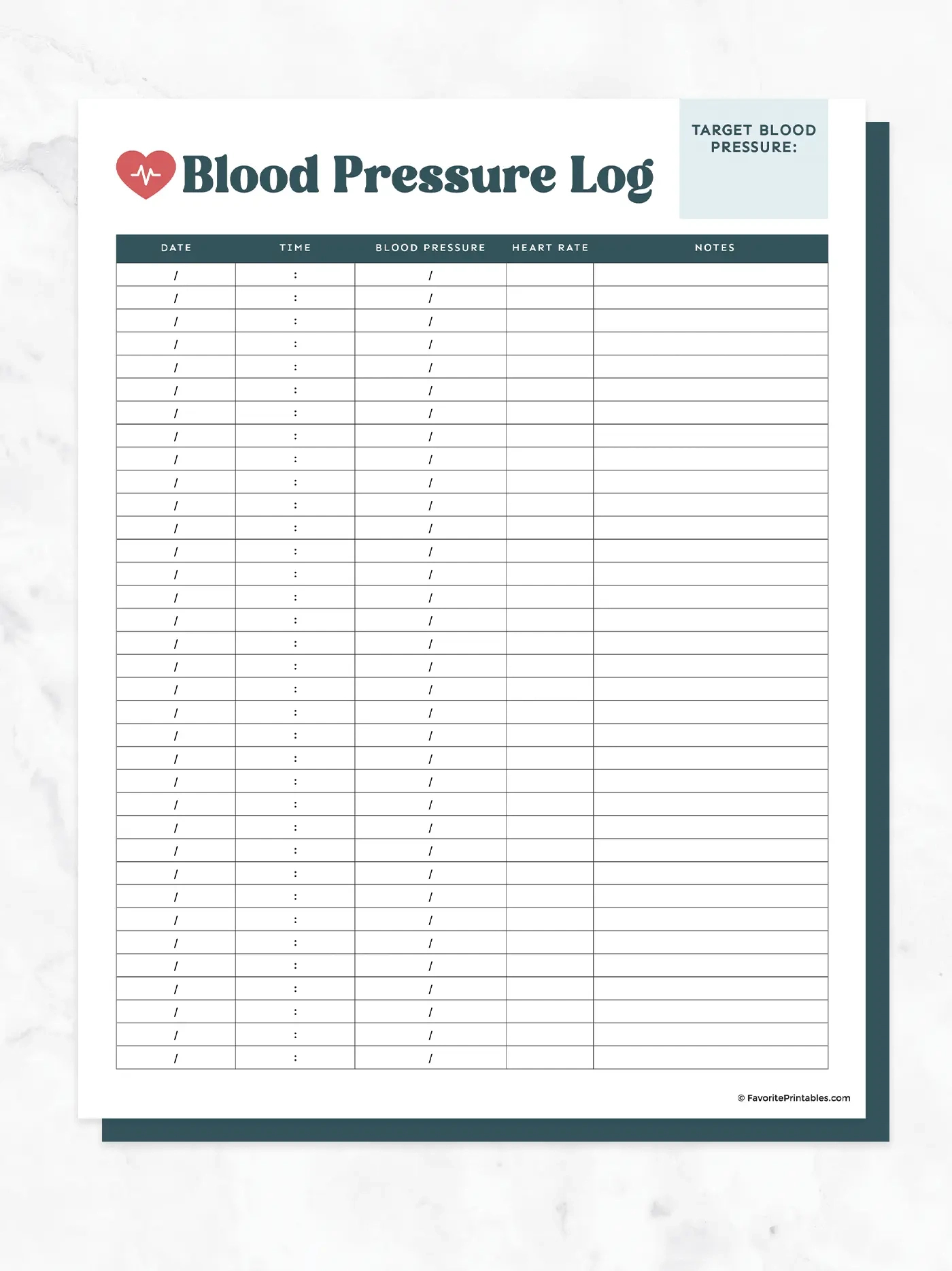 Free Printable Blood Pressure Log - Favorite Printables regarding Blood Pressure Chart Printable Free