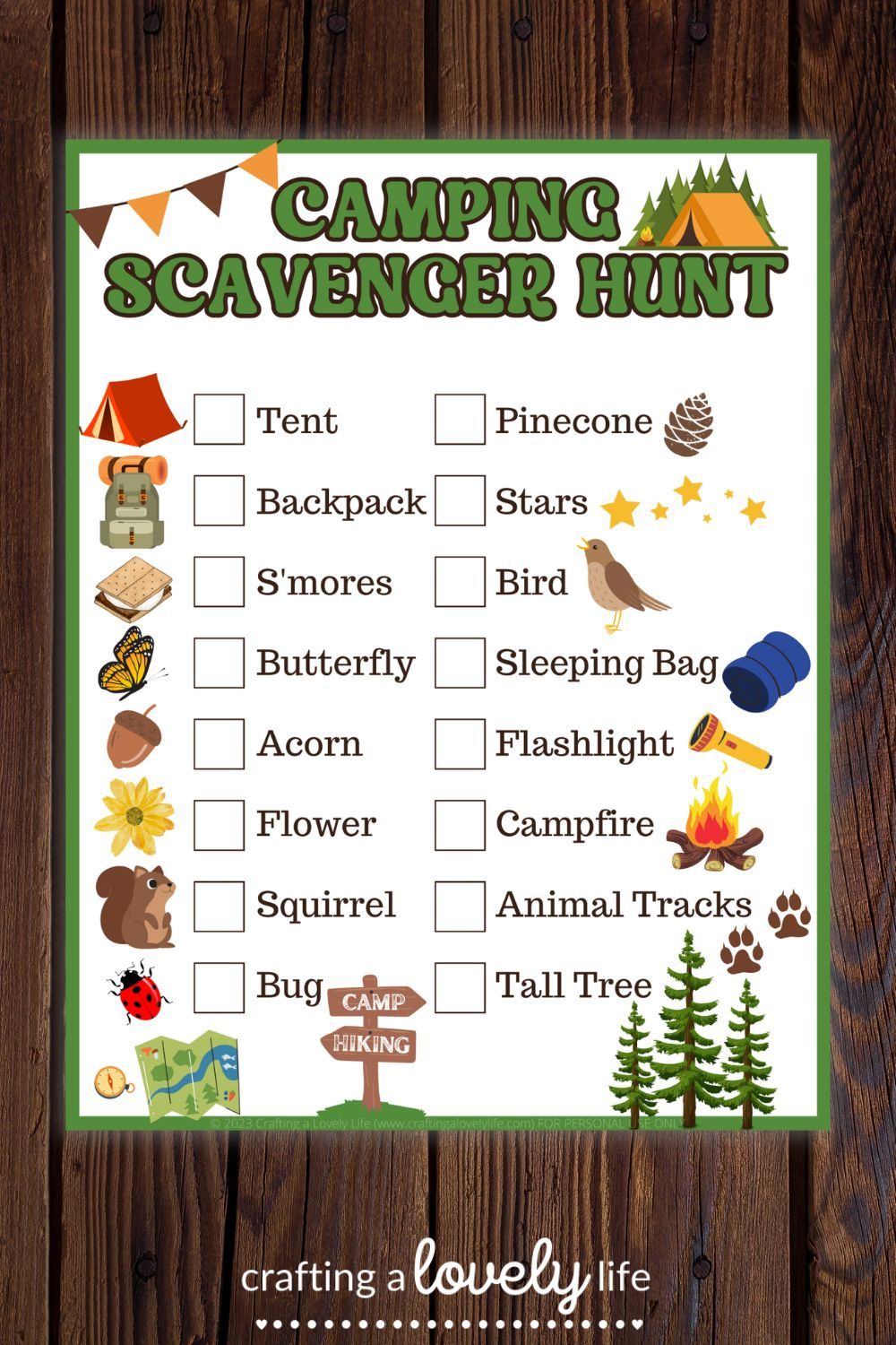 Free Printable Camping Scavenger Hunt inside Free Printable Camping Scavenger Hunt