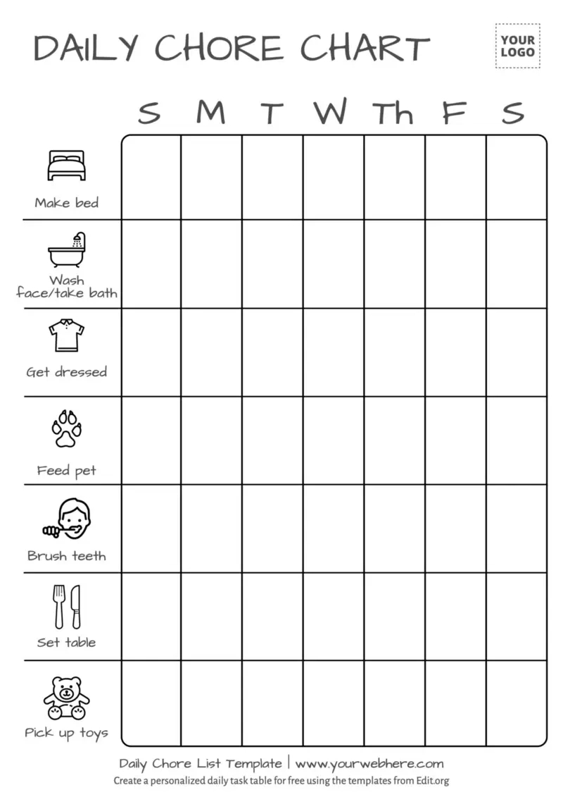 Free Printable Chore List Templates pertaining to Free Printable Blank Chore Chart