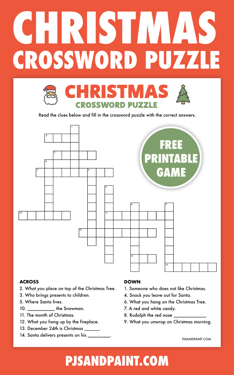 Free Printable Christmas Crossword Puzzle - Pjs And Paint regarding Christmas Crossword Puzzles Free Printable